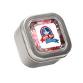 Striped Pepper Mints in Small Square Window Tin